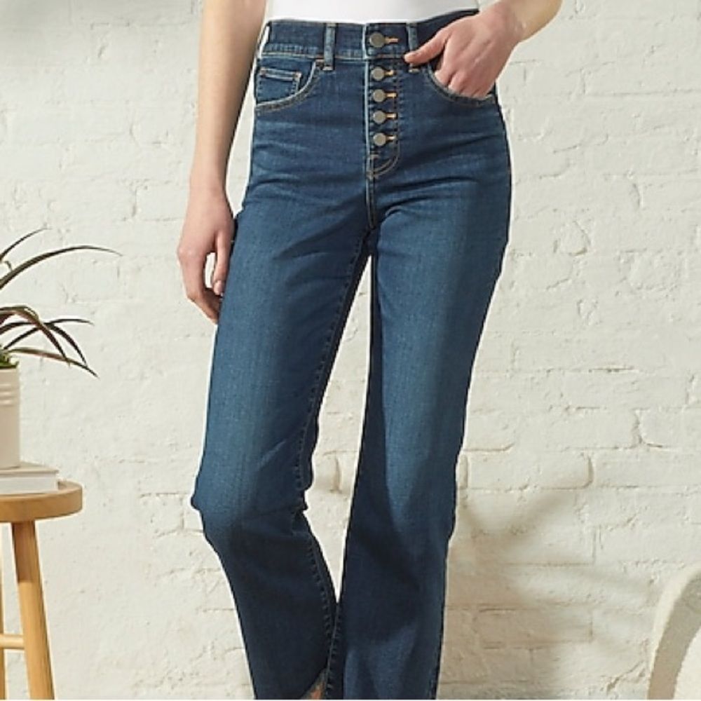 Express Jeans Size 14 Cropped Wide Leg High Rise Jeans with Button Fly NWT